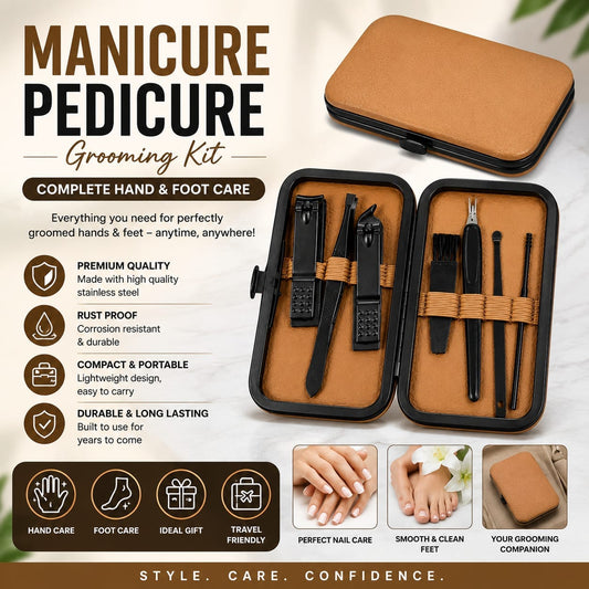 7-Piece Manicure & Pedicure Nail Care Grooming Kit – Premium Travel Nail Set