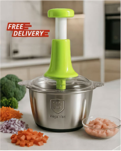 2.0L Premium Push Chopper – Stainless Steel Bowl & 4 Sharp Blades