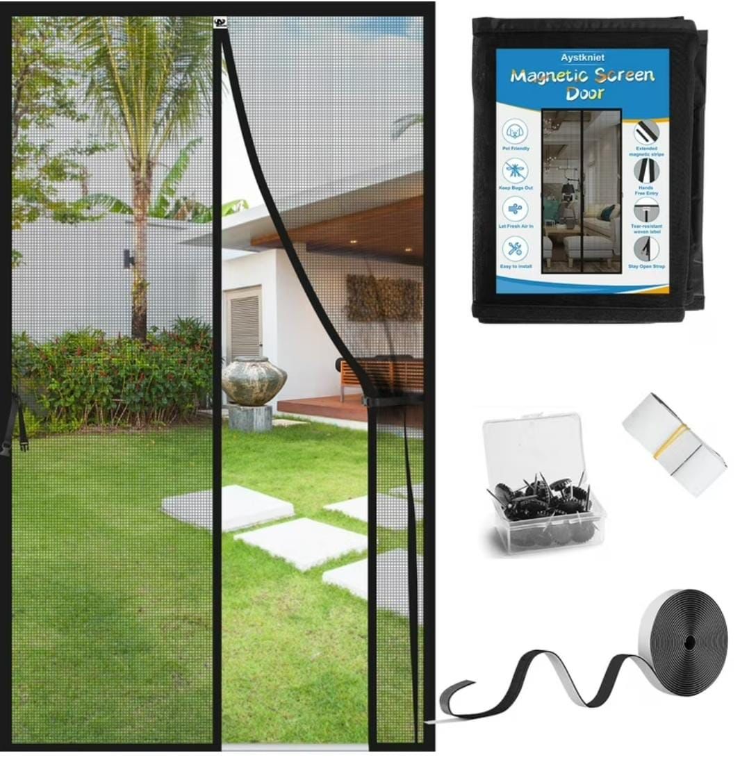 Magic Mesh Magnetic Screen Door (20 x 80 Inches – 2 Pieces)